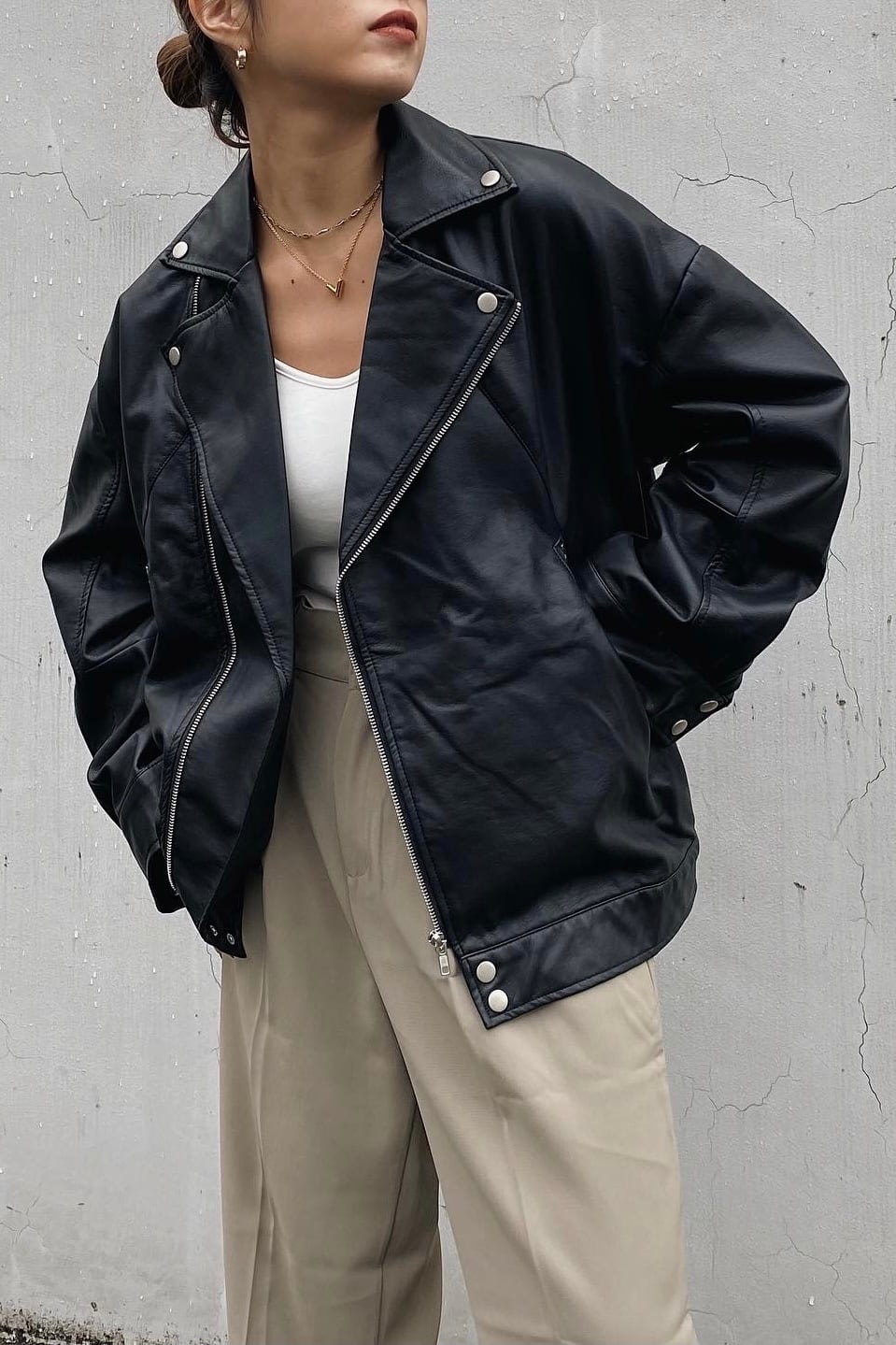 誕生日プレゼント オーバーサイズライダース ライダースジャケット Ucs Gob Ve