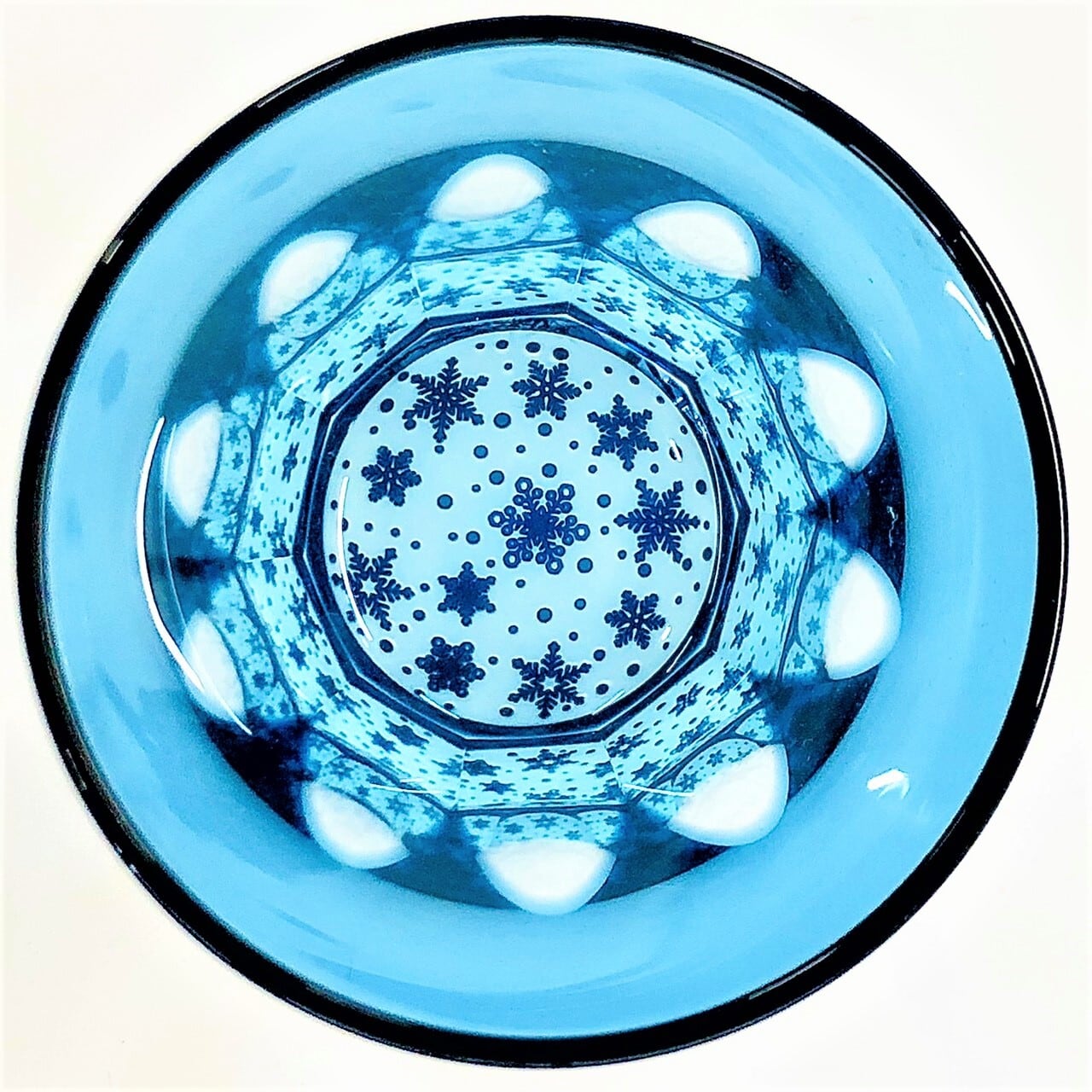 【超美品/一点もの】江戸切子 特大サイズ 青 YUKI（インディゴ×ライトブルー）大サイズ | 椎名切子（GLASS-LAB