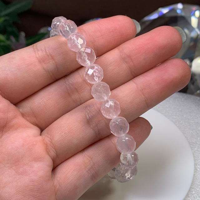 透明度高・ローズクォーツ多面カットブレスレット