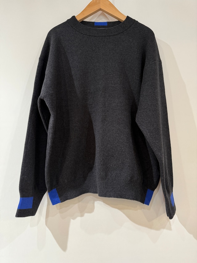 送料無料：NUVELLES DU PARADIS/ムーコットンミラノ配色プルオーバー　チャコール