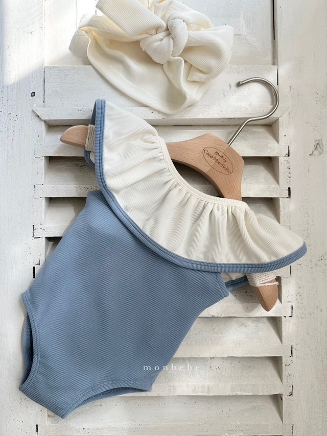 予約：26 Multi bam frill swimming suit (Swim cap set)〔monbebe〕