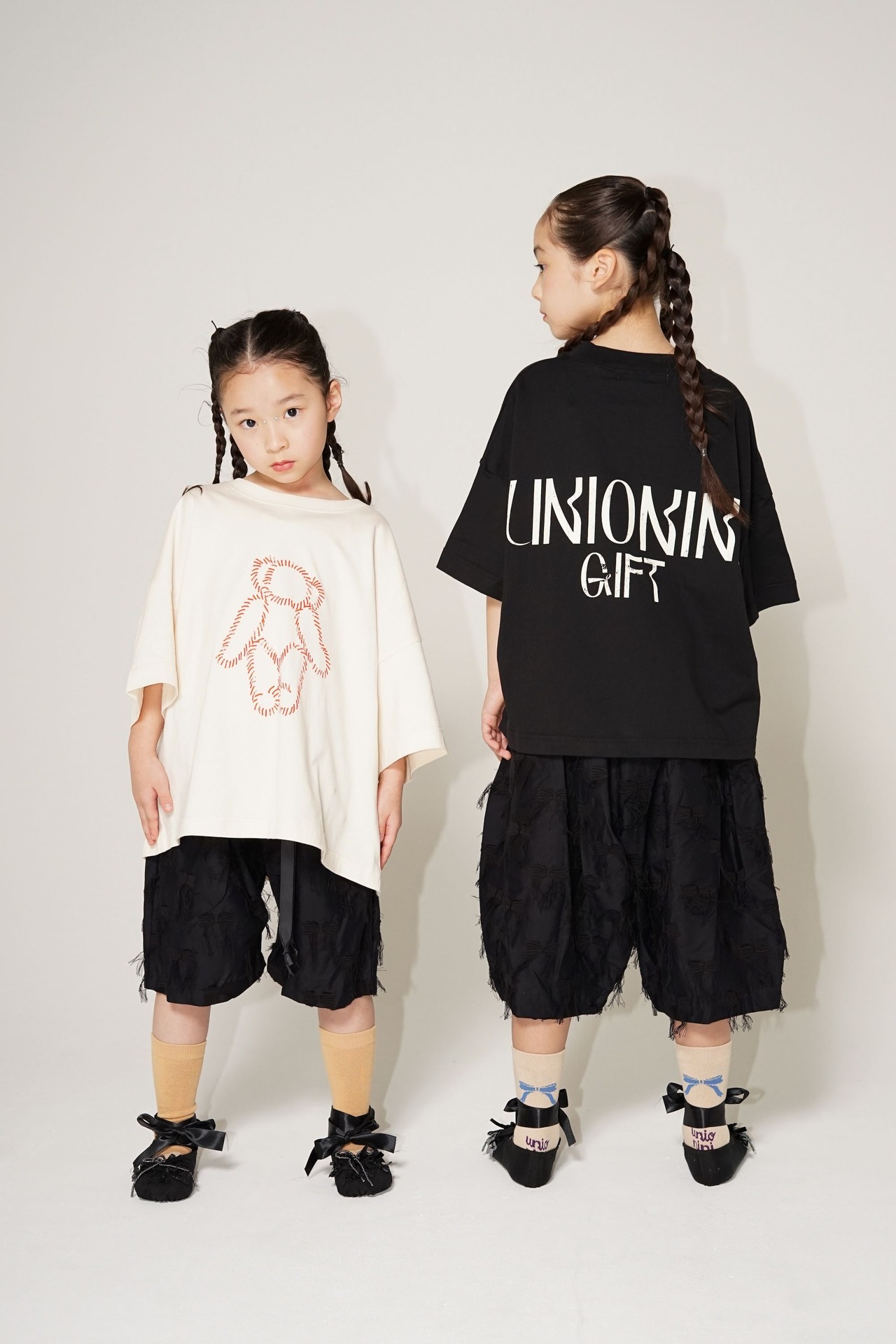 〈 UNIONINI 24SS 〉 teddybear logo big tee "Tシャツ" / Black / Kids