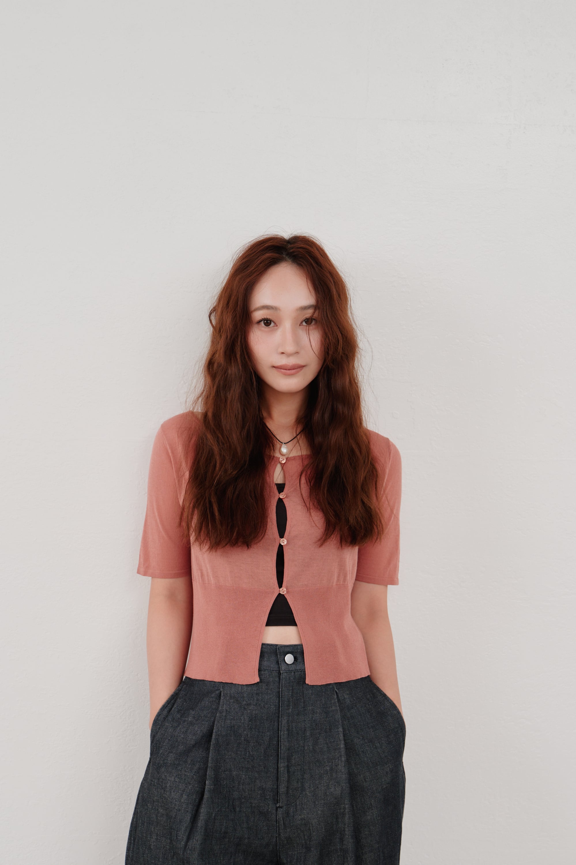 Hella cropped sheer knit cardigan クロップドシアーカーディガン