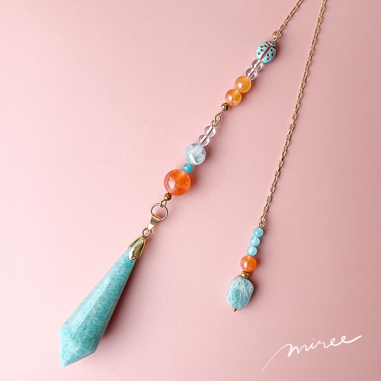 流れを呼びこむペンデュラム【アマゾナイト×サンストーン】amazonite pendulum_37