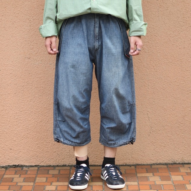 gimmick indigo chambray cropped pants