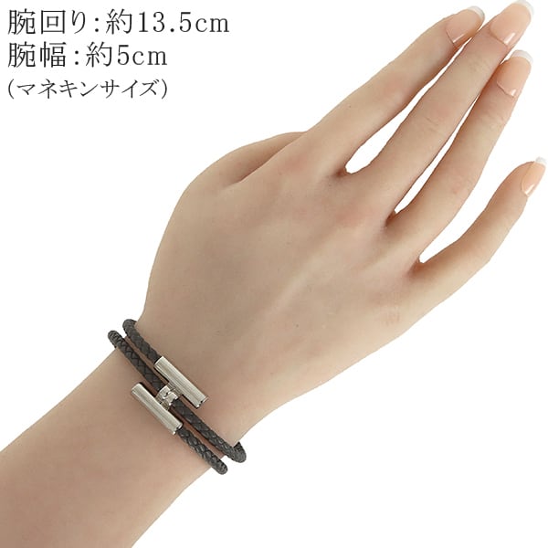 Unused HERMES エルメス トゥルニ トレッセ レザー ブレスレット T4
