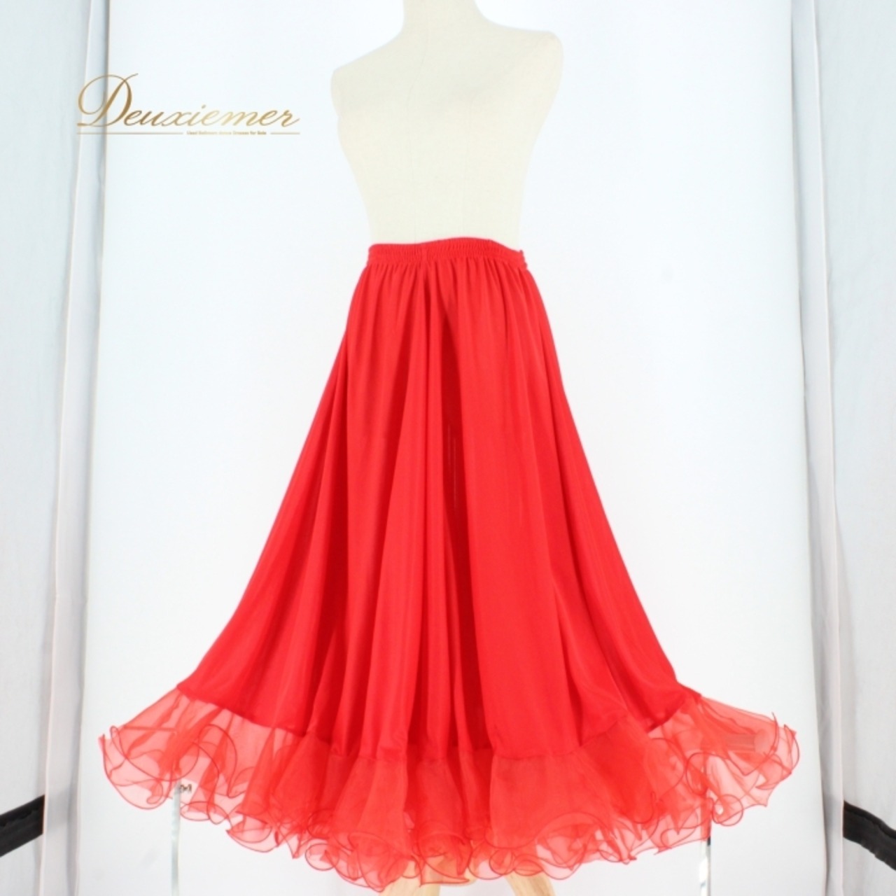 社交ダンス 衣装 スタンダード スカート パニエ ペチコート 赤 prima boutique プリマブティック レッド系 無地 派手 差し色 フリル レディス ダンス スカート フェスティバル用 活動着 パーティー キャバ ドレス おしゃれ フリルスカート 軽量 お手入れ簡単 薄手 伸縮性 身体にフィット ヘビロテ お得 プリマブティック商品