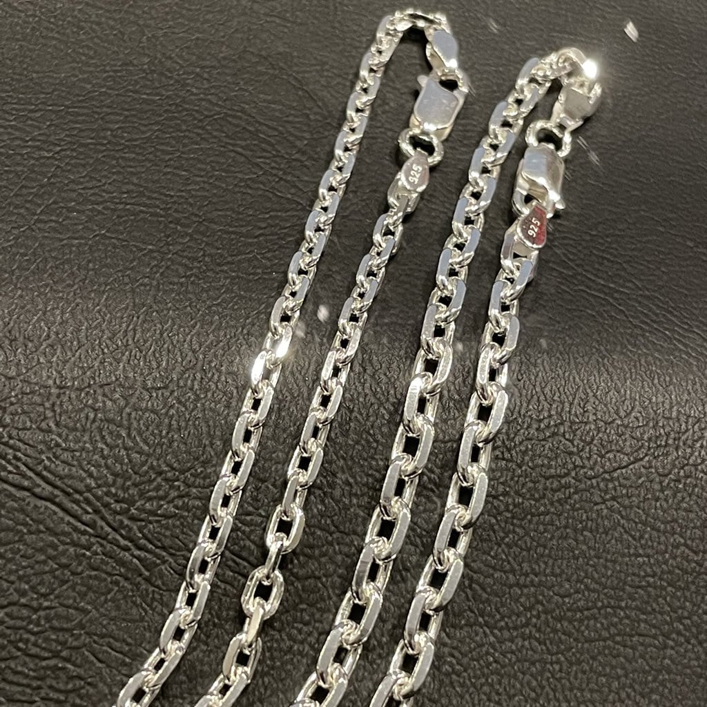 4面カットアズキチェーン線経1mm太さ3.5mm 45cm シルバーチェーン