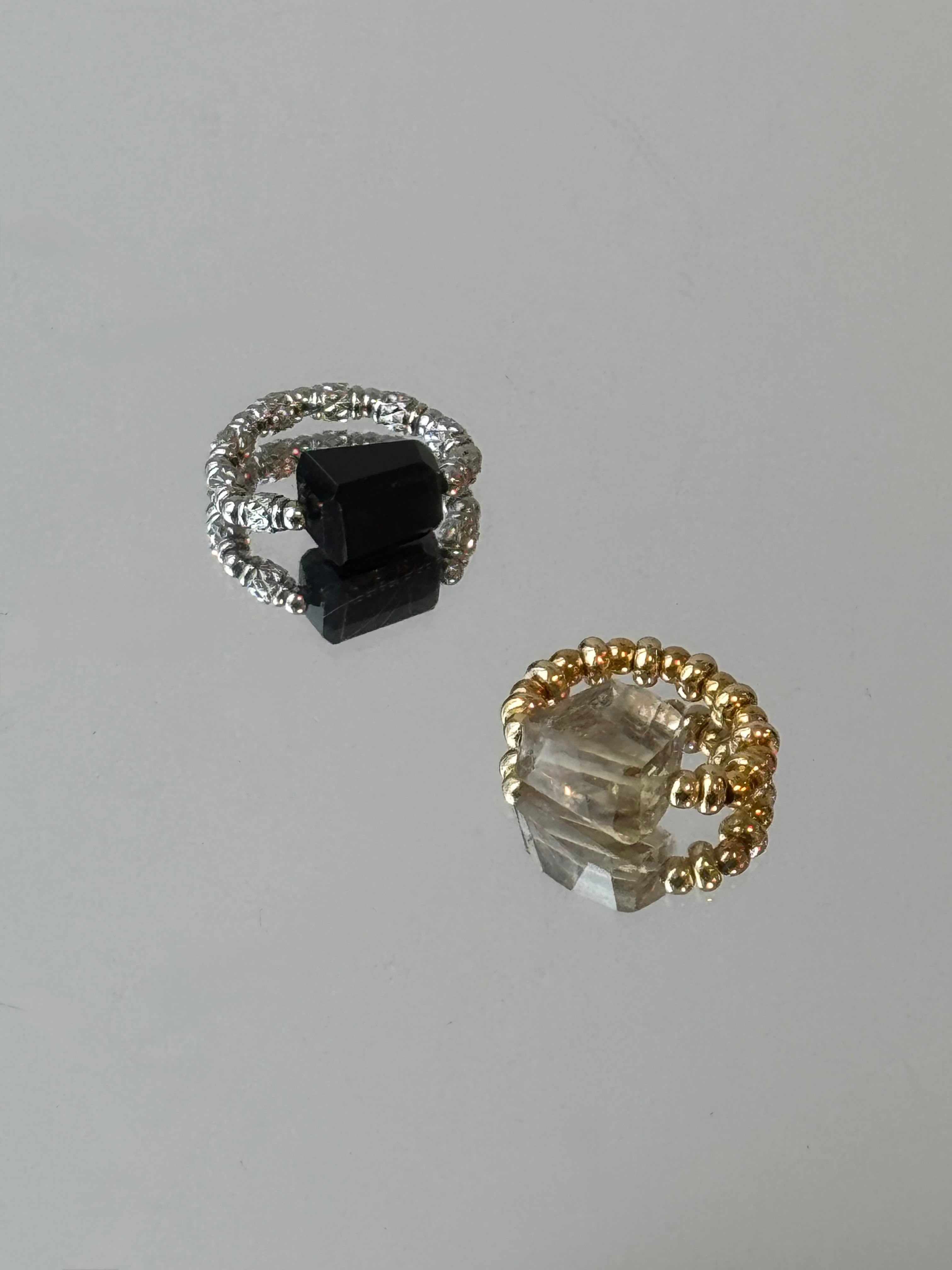 stone stainless rubber pinkie ring