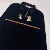 M・U SPORTS エムユースポーツ キャラデザイン 長袖 ポロシャツ 40/ブラック レディース