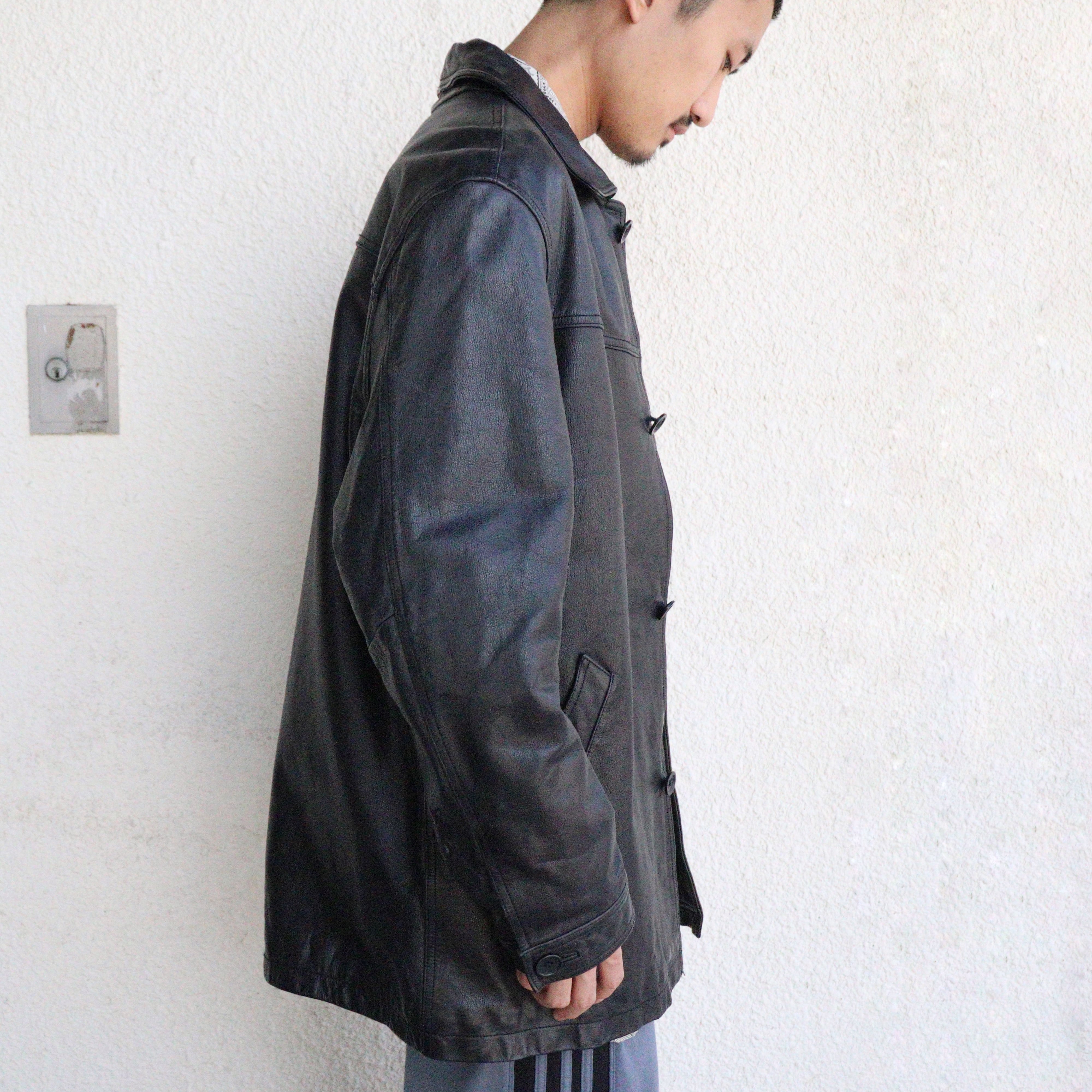 00's BANANA REPUBLIC leather car coat. | 古着屋十人十色