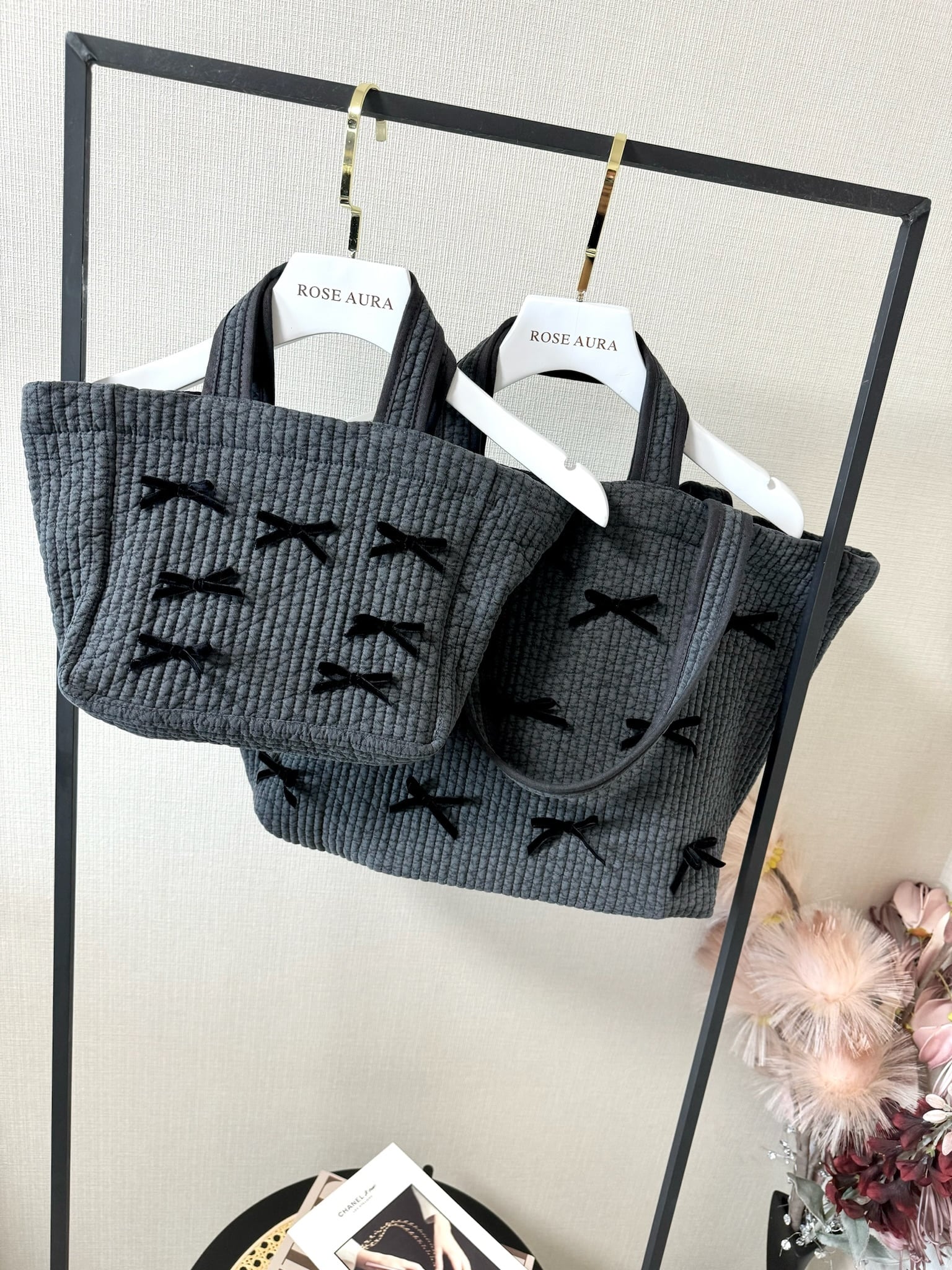 一部即納】【ラージサイズ】リボン付きヌビバッグ | ROSE AURA 一部即納】【ラージサイズ】リボン付きヌビバッグ | ROSE AURA
