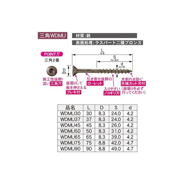 DANDORI VIS ダンドリビス ウッドデッキ材 専用ビス V-WDMU75-SX 12号