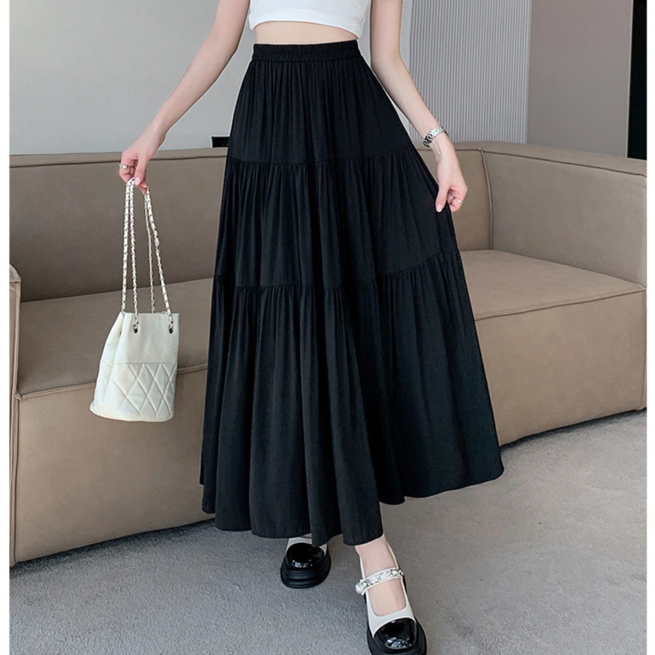 ドレープ ティアード スカート 10218