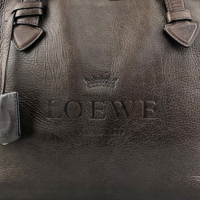 LOEWE ロエベ ヘリテージ ハンドバッグ ブラウン 型押しロゴ レザー トートバッグ vintage ヴィンテージ オールド faniey