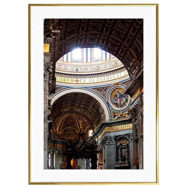 バチカン市国 サン・ピエトロ大聖堂 クーポラ インテリアアートフォトポスター額装 AS4058