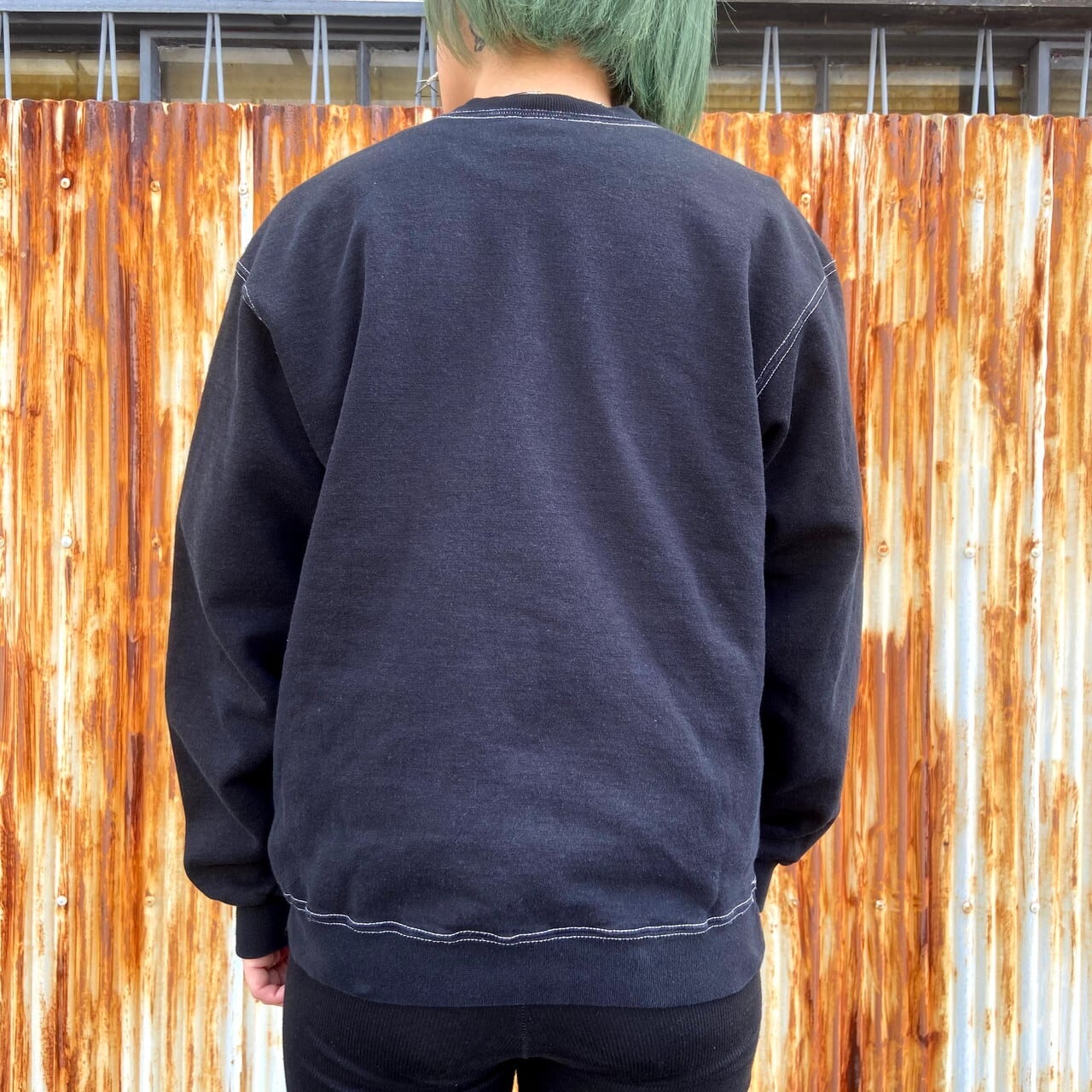 original】後染め ブラック Champion チャンピオン カレッジプリント