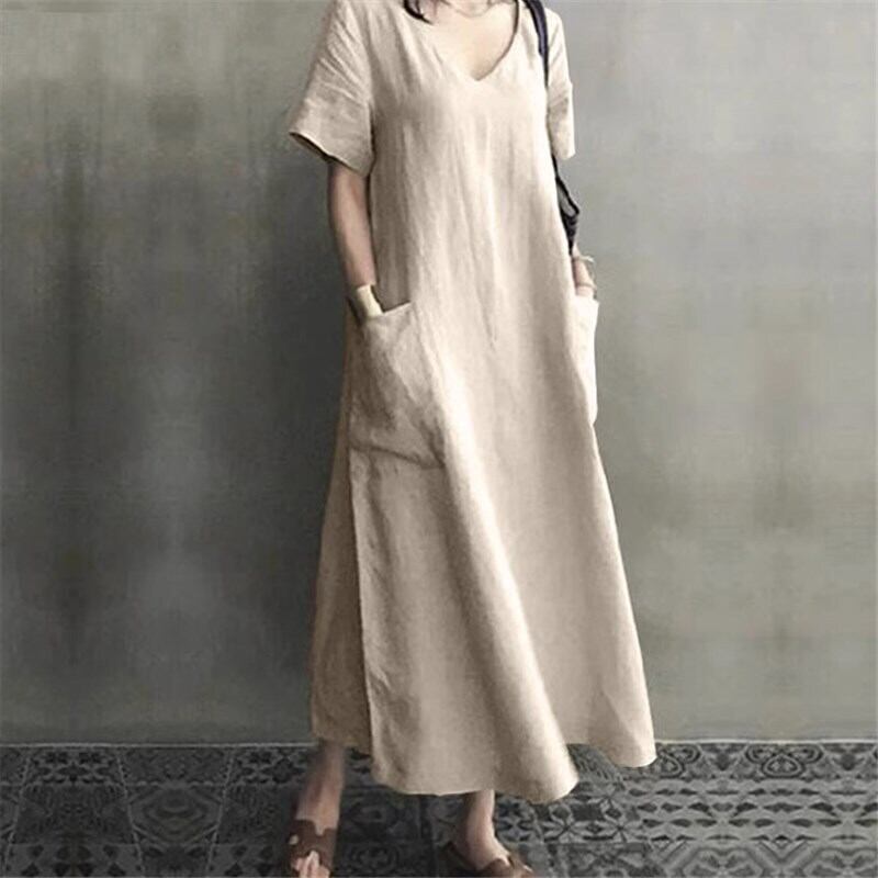 ワンピース ロングスカート ロング ロング丈 袖あり 半袖 Vネック Aライン リネン かわいい 大人可愛い きれいめ シンプル カジュアル 大人 上品 おしゃれ お洒落 かっこいい 大人女子 こなれ感 スポーティー ラブリー キュート ガーリー ルーズ クール セクシー 主役級 存在感 甘い 無地 夏 10代 20代 30代 レディース 女性用 ママ お出かけ 女子会 お泊まり 休日 リゾート 旅行 ホテル ショッピング 着回し 普段使い お揃い 双子 韓国 韓国系 ファッション コーデ スタイル