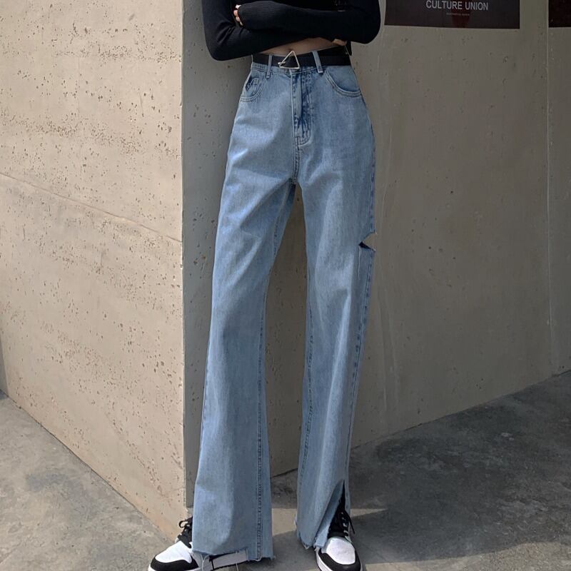 ジーンズ レディーススプリングサマーワイドレッグパンツ ルーズハイウェストウェスト レッド 春物 夏物 ワイドパンツ YY-ファッション64072314666