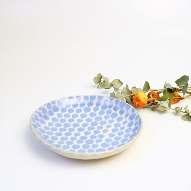 【AOBA POTTERY】  中皿  葉っぱ  スリップウェア