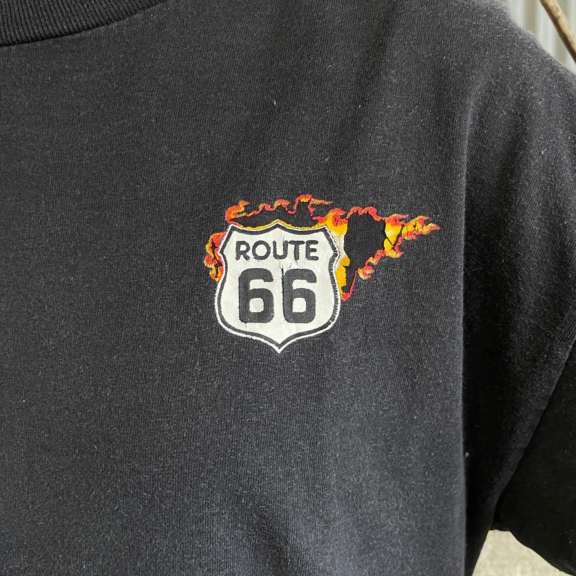 00年代 バイカー ”ROUTE66” 胸ロゴ 袖プリ ファイヤーパターン バック