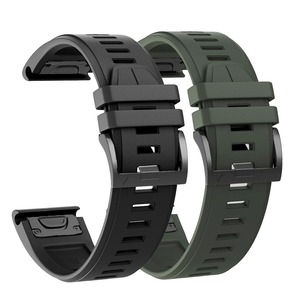 【特価処分】[Ahayo] QuickFit 22mm 2パック防水替えバンド に適合するガーミンFenix 8 47mm / epix Pro 47mm / Instinct 2 Solar 留め金具の シリコン スポーツ ベルト用のGarmin Fenix 7/Fenix 6/ Approach S62 /S70 47mm (黒と緑)