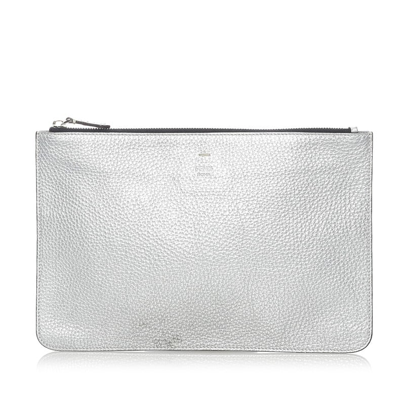フェンディ クラッチバッグ 7N0078 シルバー レザー レディース FENDI