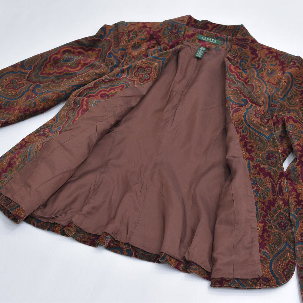 90s LAUREN Ralph Lauren ラルフローレン ペイズリー柄 ベロア 90s LAUREN Ralph Lauren ラルフローレン ペイズリー柄 ベロア