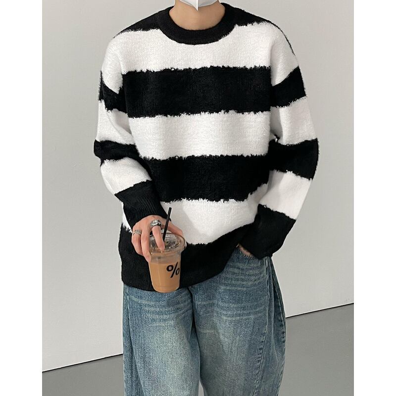 oversized striped knit sweater mr0655