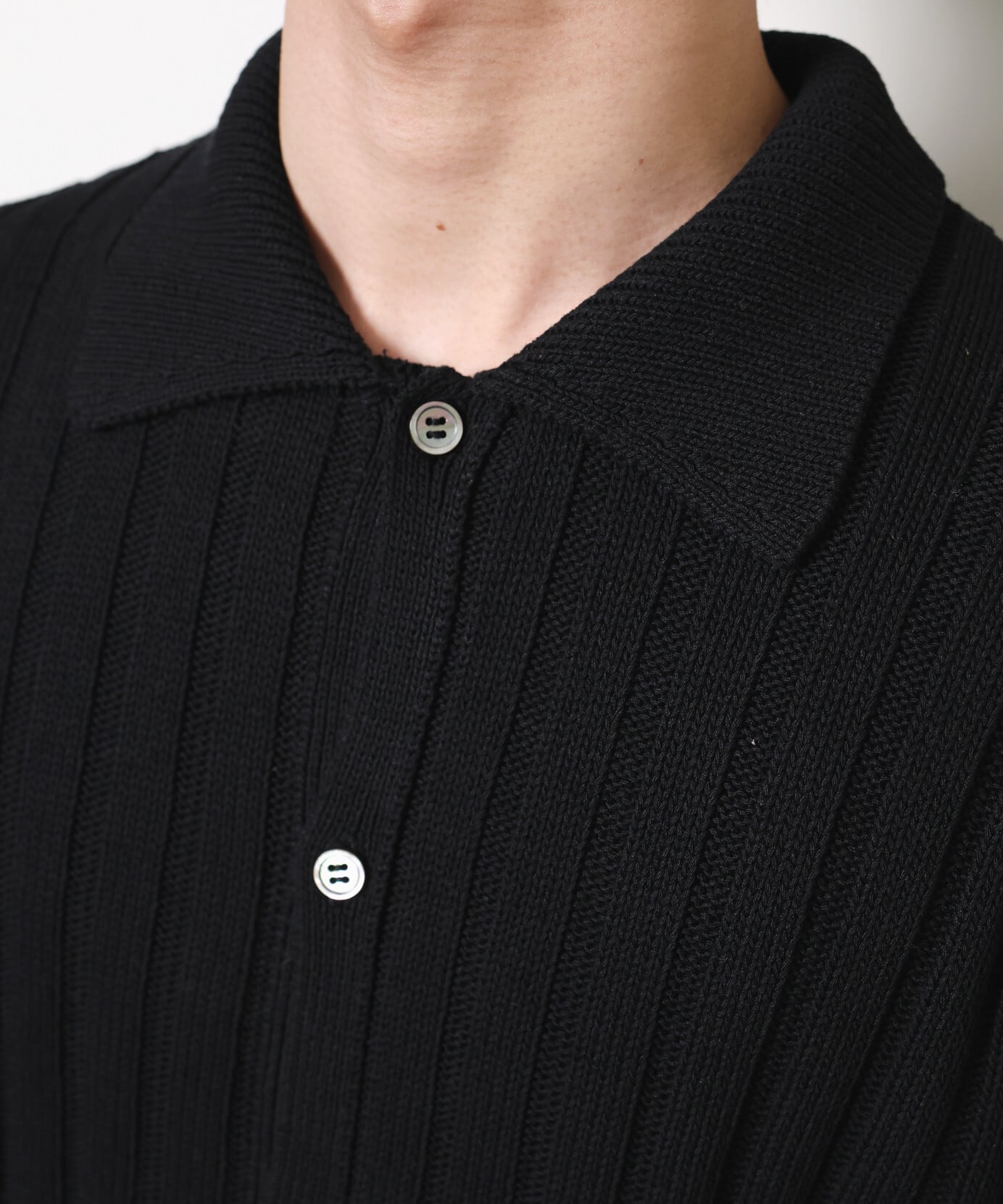 MATSUFUJI / M261-0501 / WIDE RIB KNIT SHIRT (BLACK) | AfterSchool