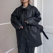 【受注販売】レザーライクオーバーJK/ブラック