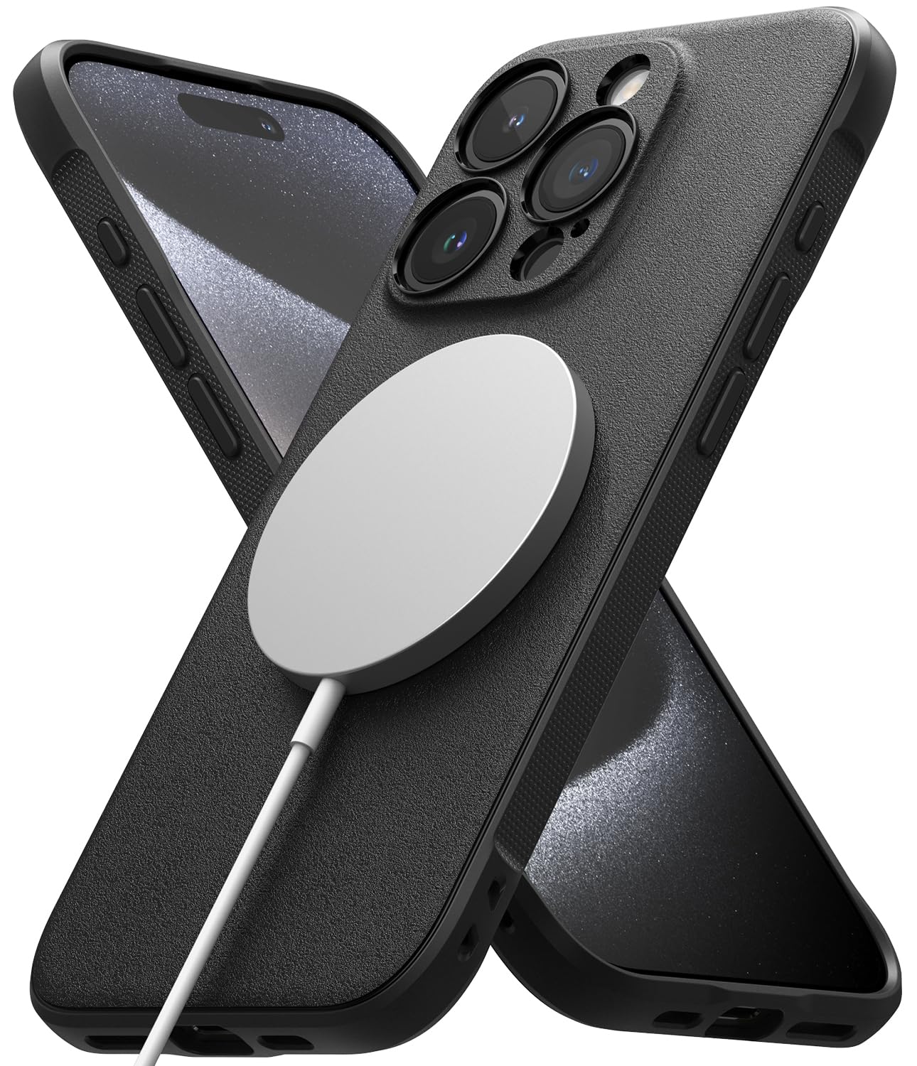 【努力特価】【Ringke】iPhone 15 Pro ケース ONYX TPU 滑り止め 落下防止 耐衝撃 軽量ケース 柔軟ケース マグネット搭載 スマホケース スマホカバー アイフォン15 プロ (ストラップホールあり) - Magnetic Black