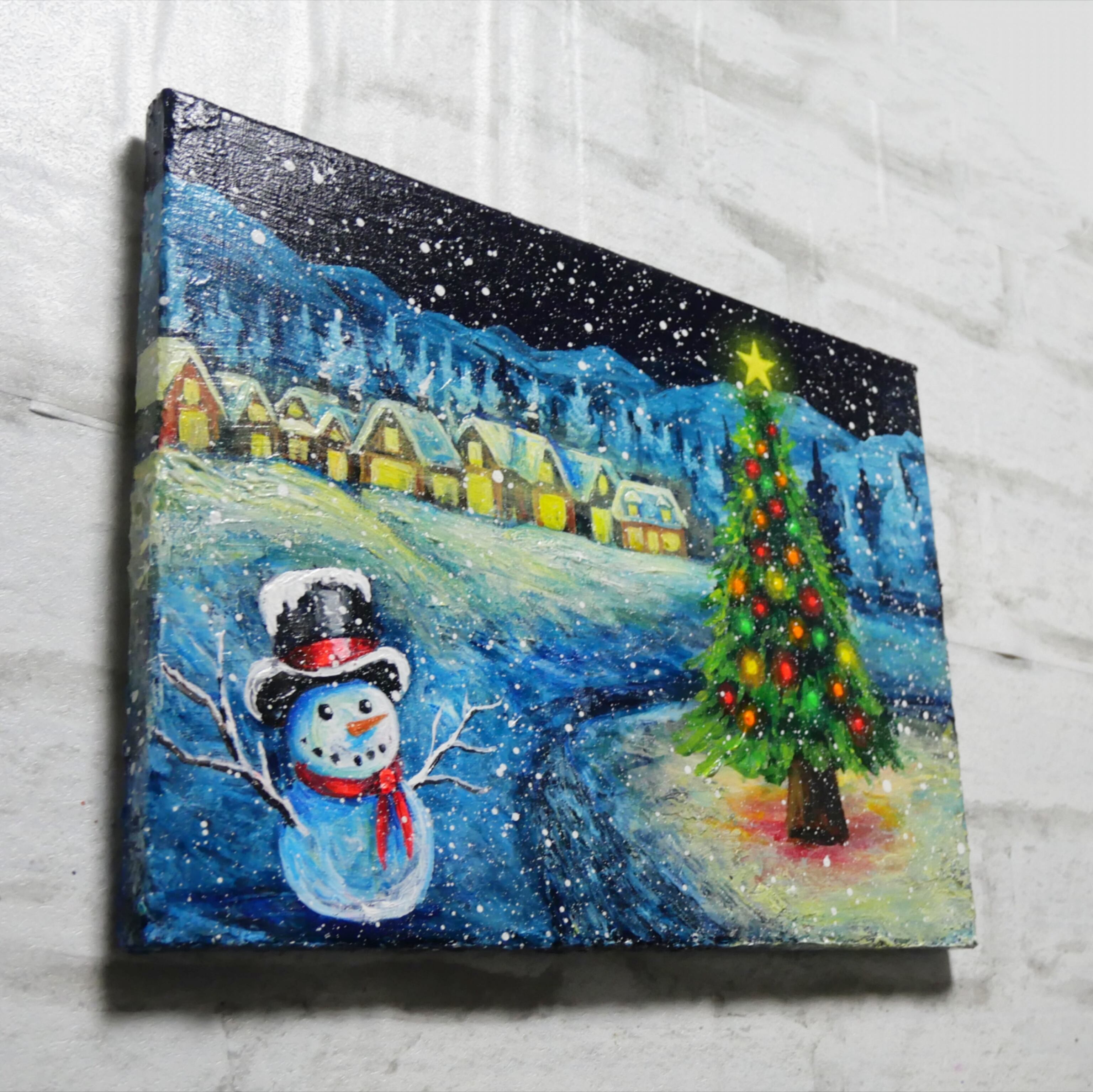 油絵 油彩 油彩画 絵 絵画 【ホワイト・クリスマス・キャロル