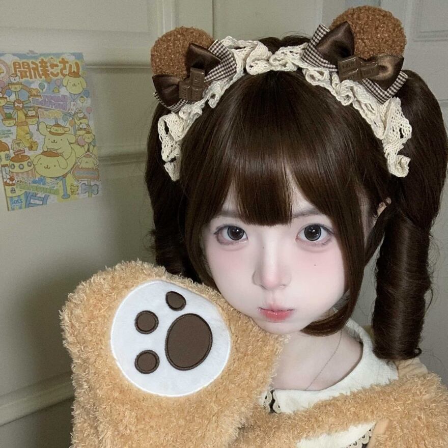 甘ロリ くま耳ヘッドドレス チョコ色×リボン×フリル｜WithU | PAY ID