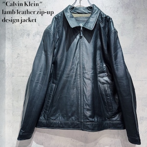 "Calvin Klein"lamb leather zip-up design jacket