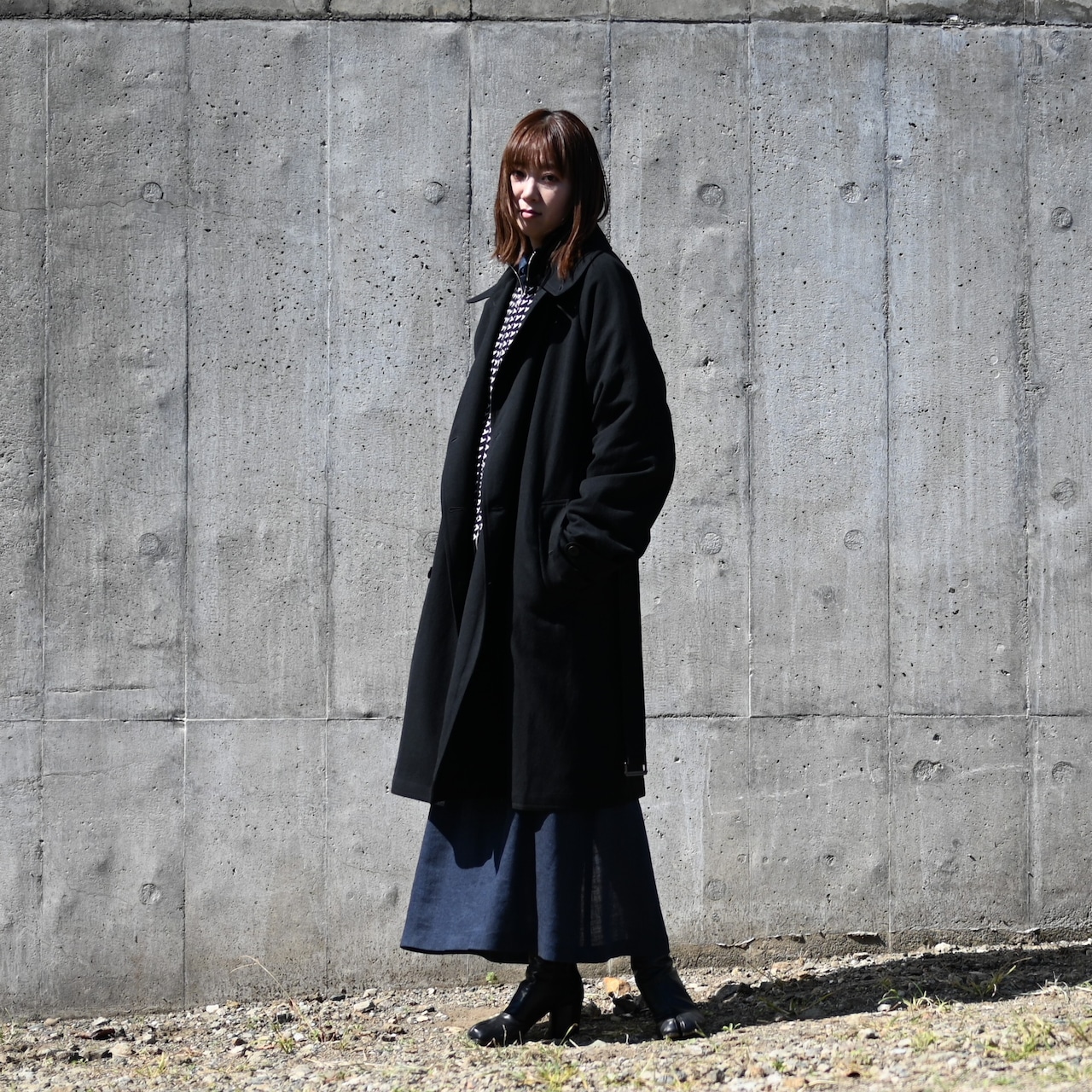 YASHIKI / GANKO別注 Shinsetsu Drivers Knit レディース着用コーディネート
