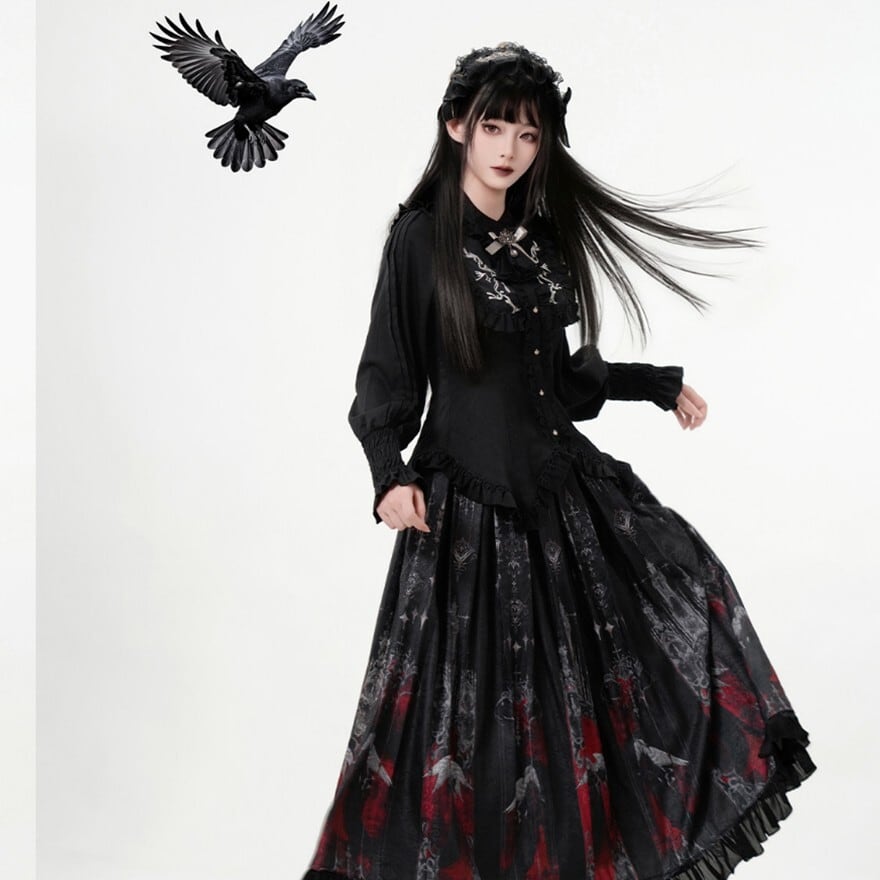 ゴスロリ ブラウス フリル×レース ヴィクトリアン正統派 2色展開