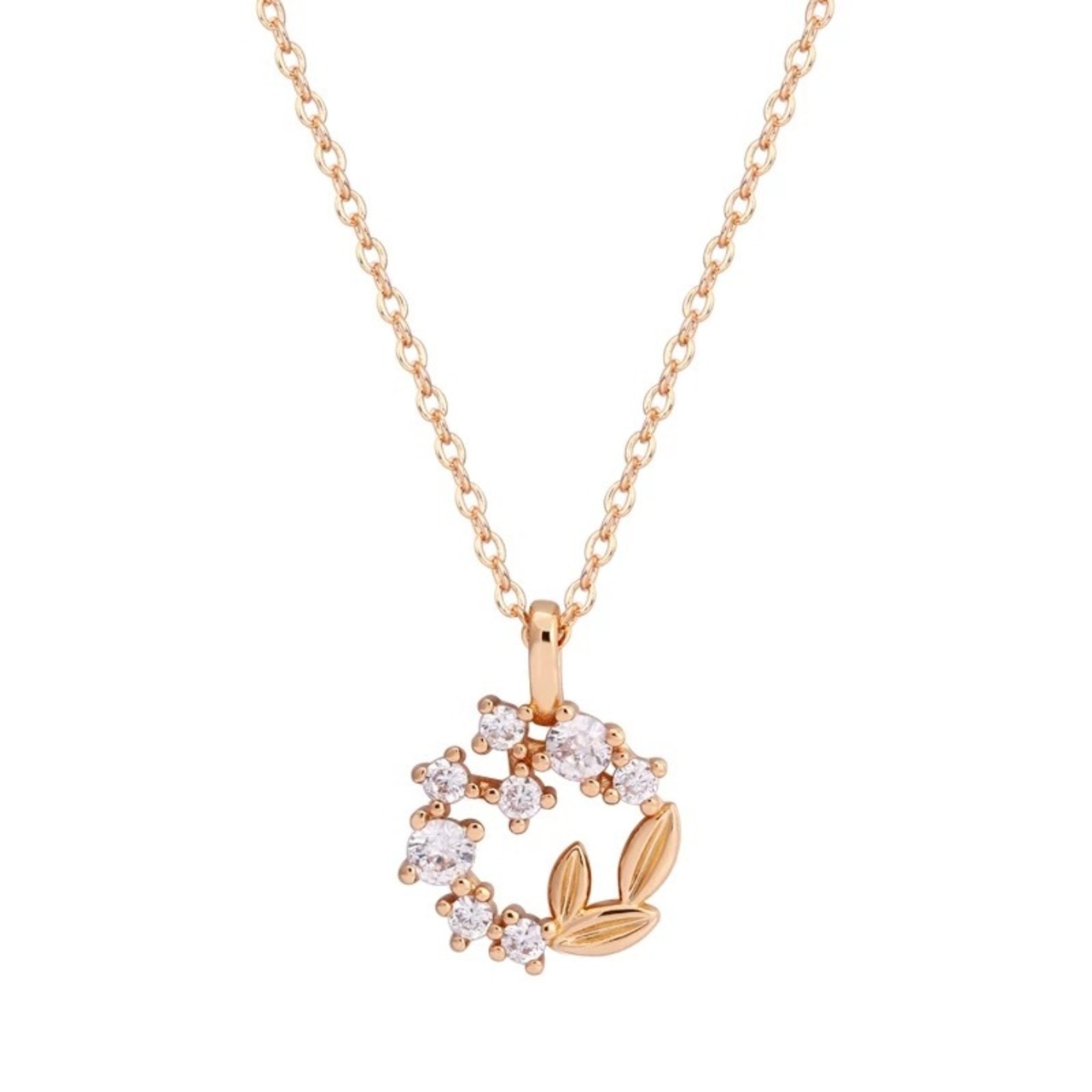 おしゃれ キラキラ 葉っぱ 花輪 デザイン ネックレス - 1