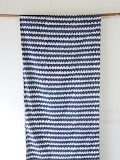 block print fabric 波 (ネイビー/オレンジ)