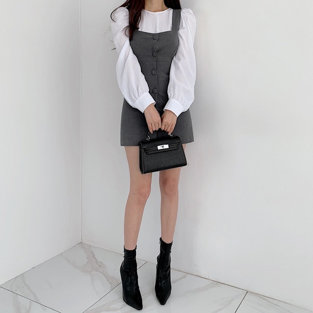 ワンピース ミニワンピ ノースリーブ ブラック グレー 黒 春 夏 春夏 ショート丈 ワンピ タイト タイトワンピース レディース ジャンパースカート ミニワンピース K O0004 Mi Rutina ミ ルティナ 10代 代 30代 40代 向けの韓国風 レディースファッション 通販