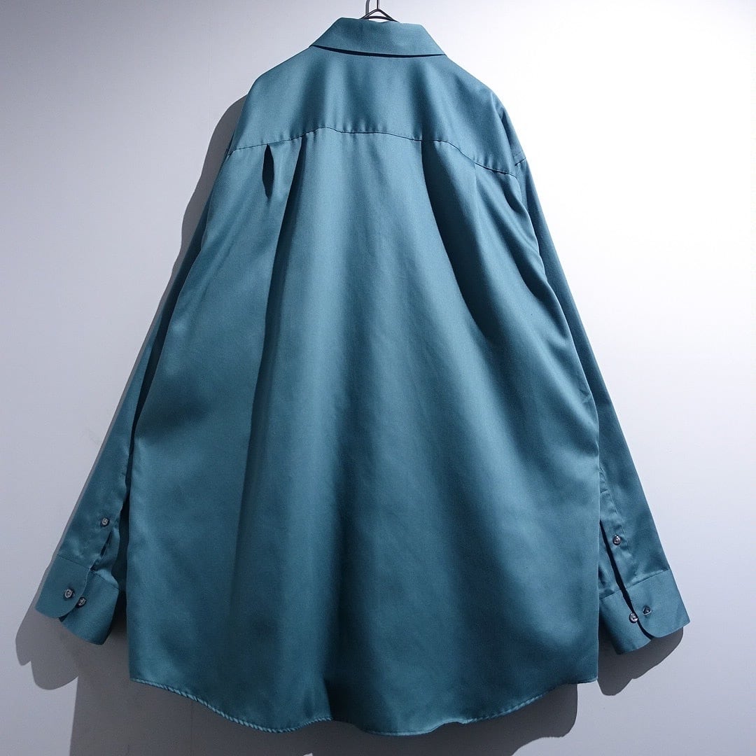 GEOFFREY BEENE” Sax Blue Color Satin Dress Shirt | 古着屋 FORCE