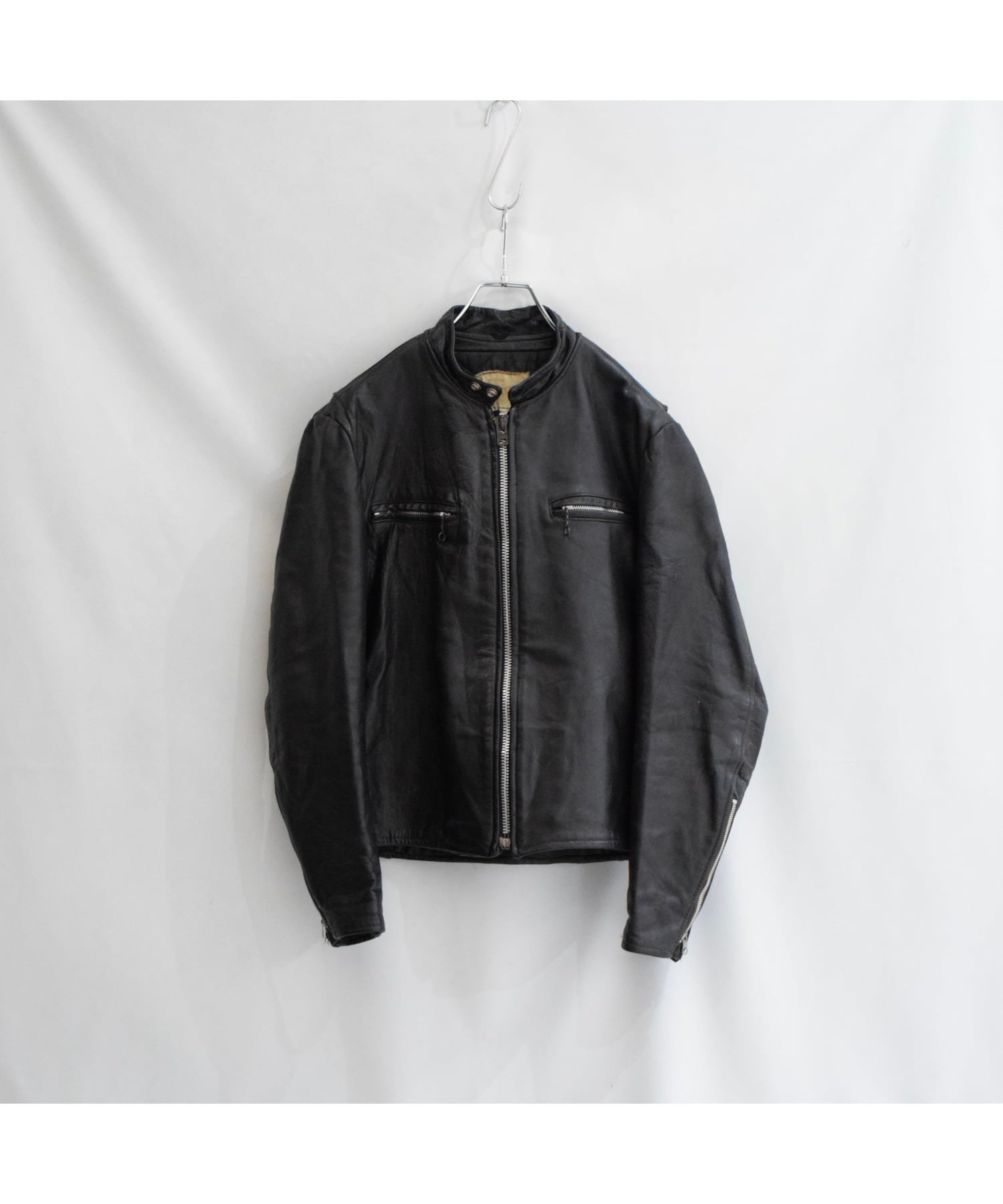70's GENUINE LEATHER レザージャケット メンズ 40 ブラック