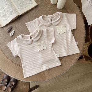 【BABY】韓国風　ストライプポケット付きtシャツ