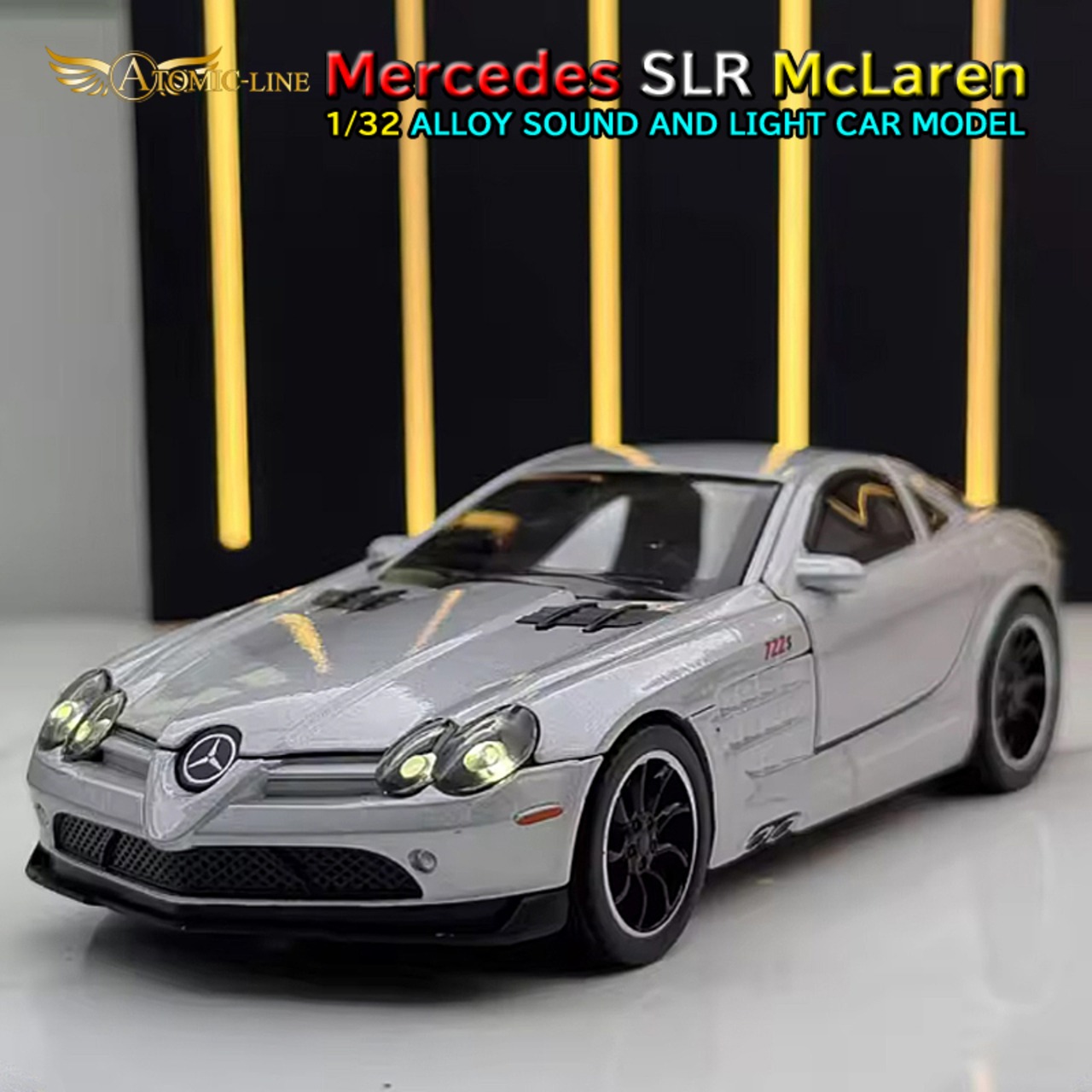 メルセデス SLR McLaren 1/32 ミニカー 全3色 ライト点灯 エンジンサウンド 合金モデル 模型 ジオラマ