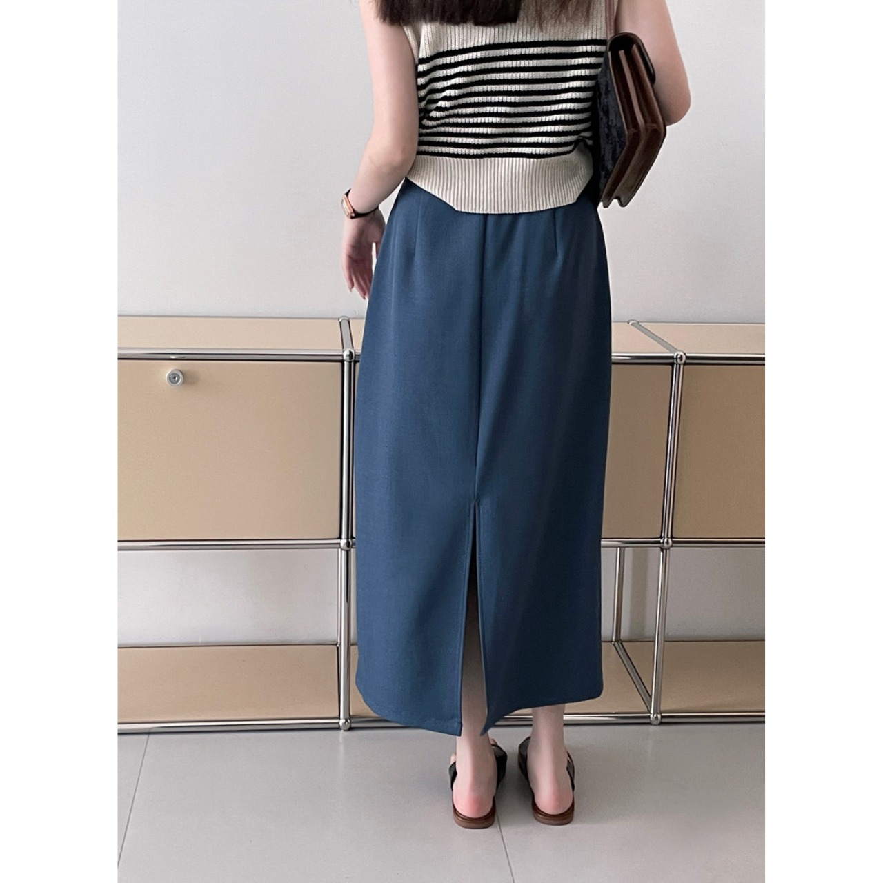 ウエストデザイン タイトロングスカート 10085