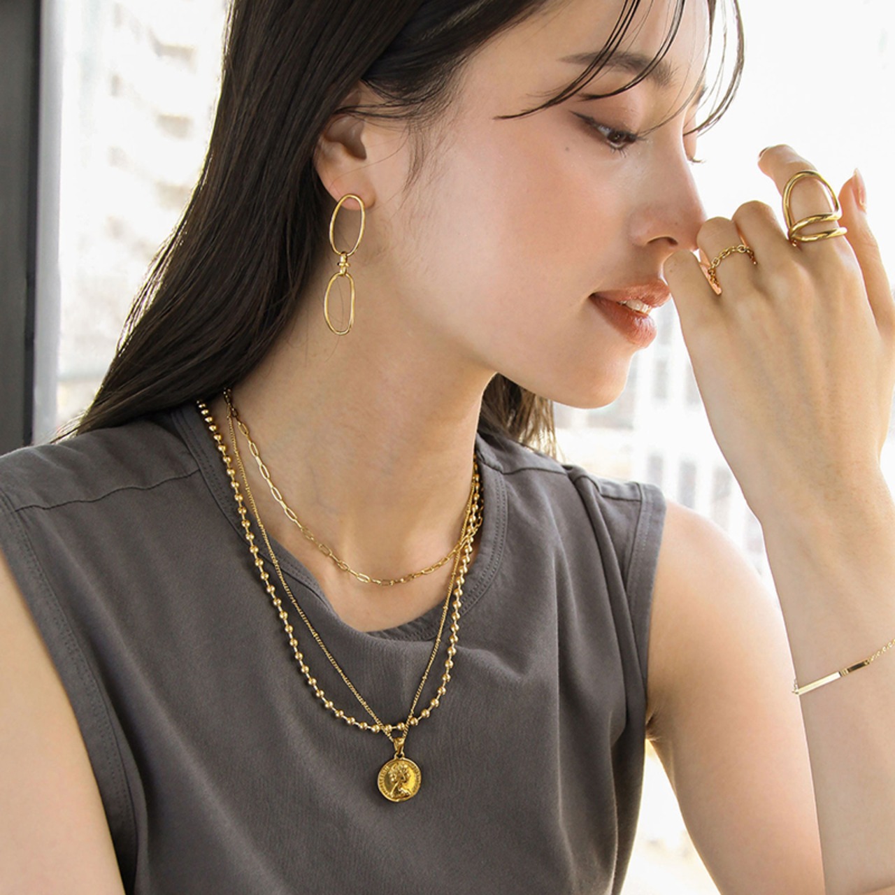 【ネコポス便】ネックレス ボールチェーンネックレス ボール 金属アレルギー サージカルステンレス つけっぱなし 金アレ対応 レディース メンズ シンプル ゴールド シルバー 18K トレンド カワイイ ボールチェーン 2129