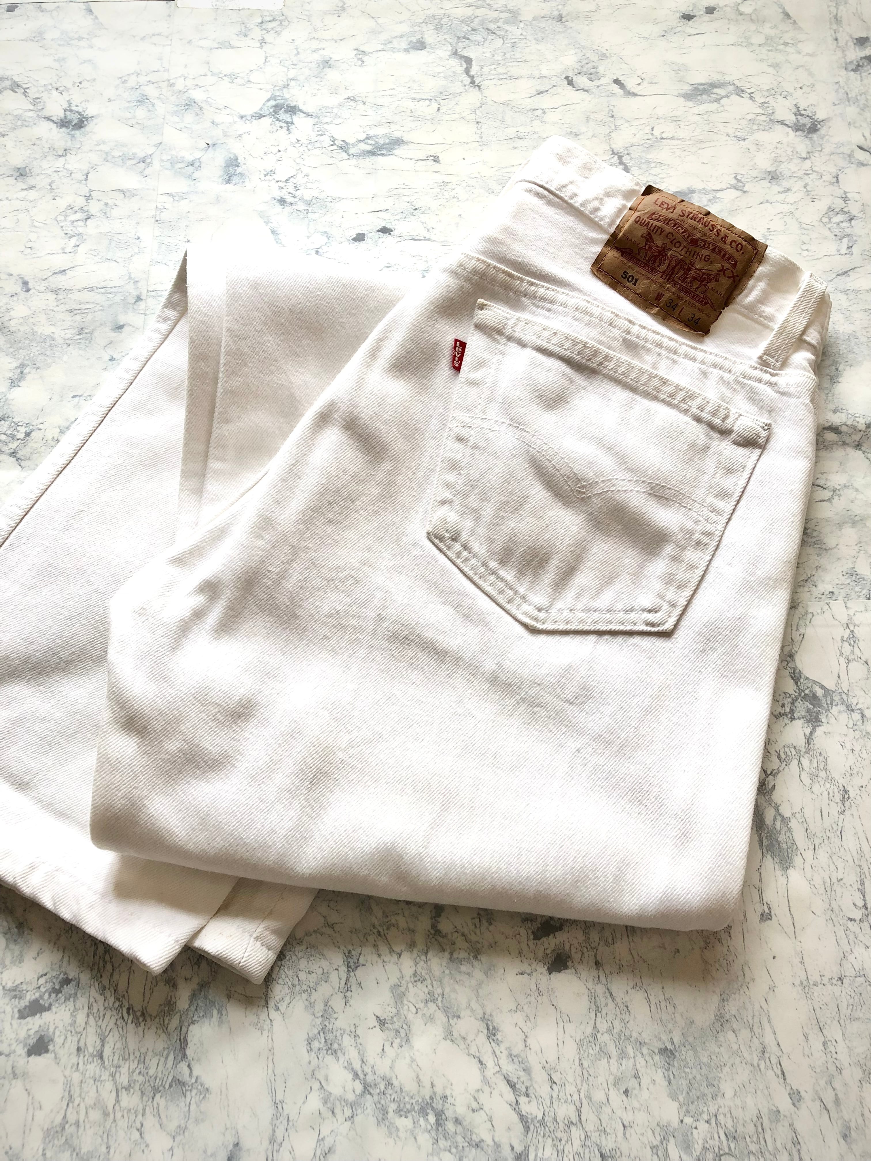 90s USA製 LEVI'S 501-0651 WHITE DENIM OLD VINTAGE 94年 リーバイス