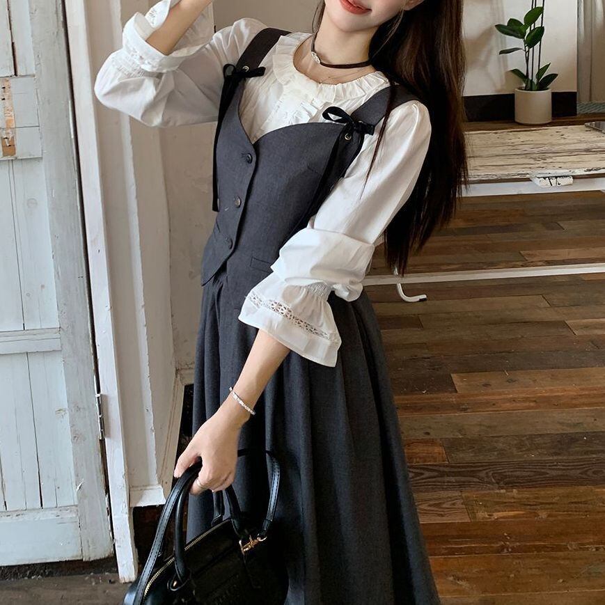 セットアップ 3点セット ブラウス ベスト ロングスカート フリル