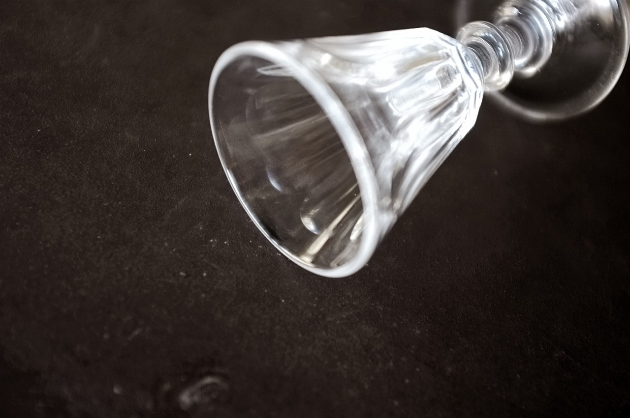 19世紀 フランス 透明の不自由 物憂いクリスタルグラスa アンティーク