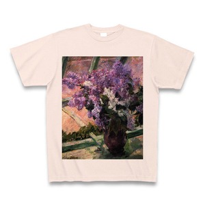 Lilacs in a Window（メアリー・カサット）：厳選名画高級Tシャツコレクション（ライトピンク）